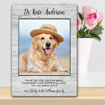 Pet Dog Photo Personalized Veterinarian Thank You Plaque<br><div class="desc">Say 'Thank You' to your wonderful veterinarian with a cute personalized pet photo plaque from the dog! Personalize with the pet's name & favourite photo. This veterinary appreciation gift will be a treasure keepsake. Customize for Vet Assistant, Vet Tech or Veterinary Title. COPYRIGHT © 2020 Judy Burrows, Black Dog Art...</div>