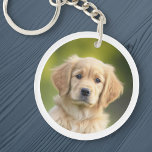 Pet dog photo photograph white border keychain<br><div class="desc">Keyring featuring your custom photographs surrounded by a white border. Double sided printing.</div>