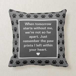 Pet Dog Poem Photo Memorial Keepsake Grey Throw Pillow