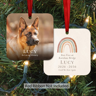 Pet Dog Rainbow Bridge Memorial Photo Christmas Metal Ornament