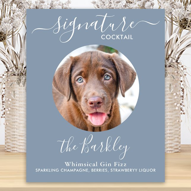 Pet Dog Wedding Signature Cocktail Dusty Blue  Poster (Creator Uploaded)