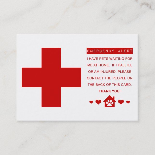 pet emergency alert appointment card (Front)