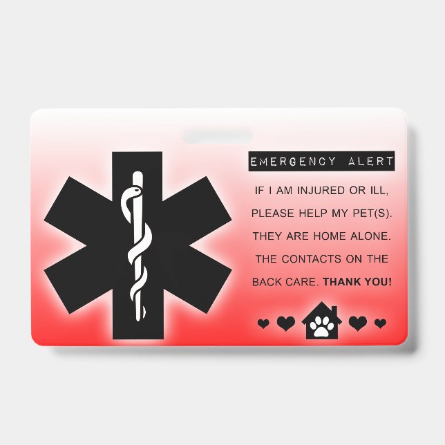 pet emergency contacts badge (Front)