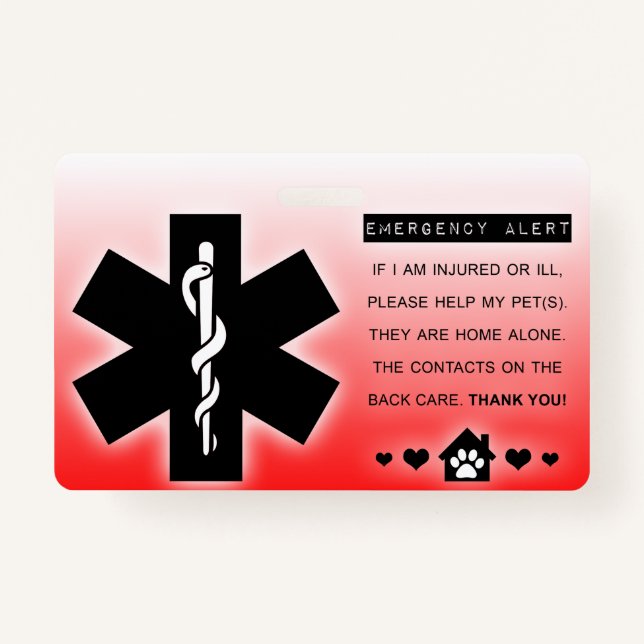 pet emergency contacts badge (Front)