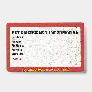 Pet Emergency Information Card Badge