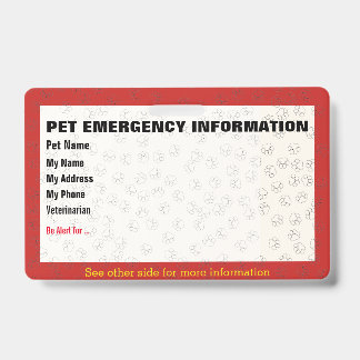 Pet Emergency Information Card Badge