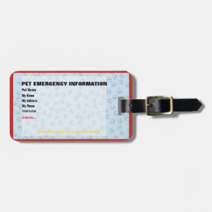 Pet Emergency Information Card v2 Luggage Tag