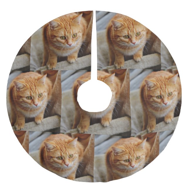 Pet Family Photo Customize Christmas Holiday Brushed Polyester Tree Skirt (Front)