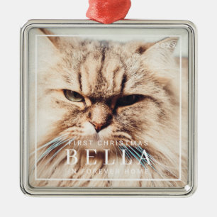 Pet First Christmas in Forever Home Photo Holiday Metal Ornament