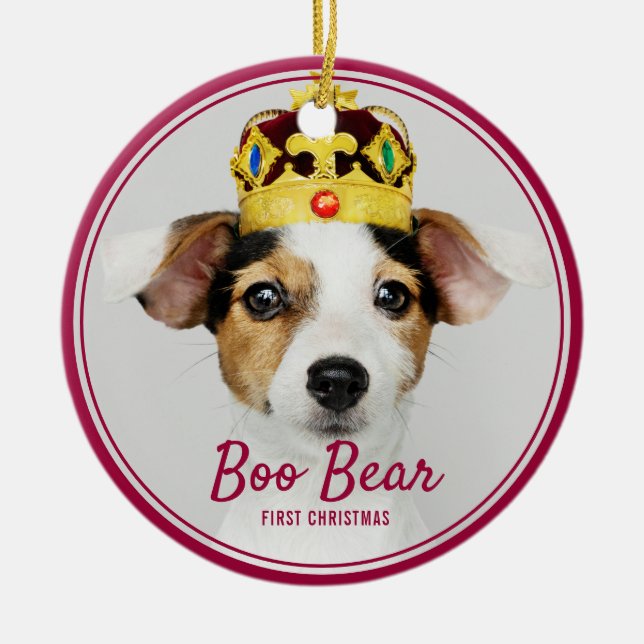 Pet First Christmas Remembrance Holiday Ceramic Ornament (Front)