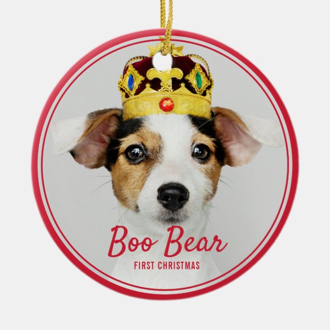 Pet First Christmas Remembrance Holiday Ceramic Ornament (Front)