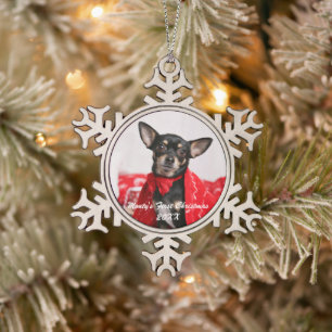 Pet First Christmas Snowflake Pewter Christmas Ornament