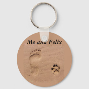 Pet & Footprint in the Sand Keychain