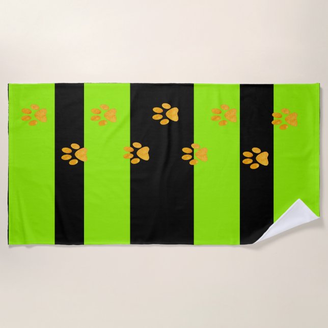 Pet Footsteps Beach Towel – Cute Paw Print Design (Front)