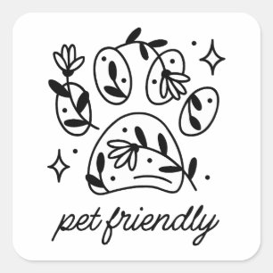 Pet friendly floral dog paw square sticker
