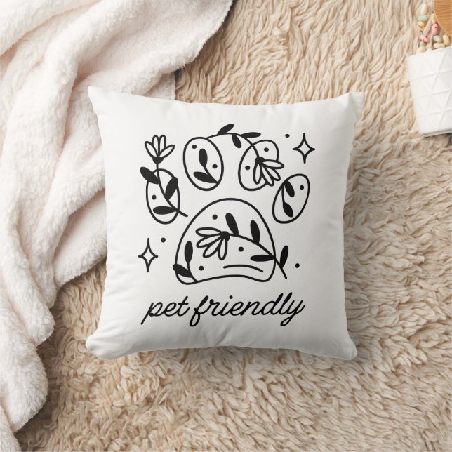 Pet friendly floral dog paw throw pillow (Blanket)
