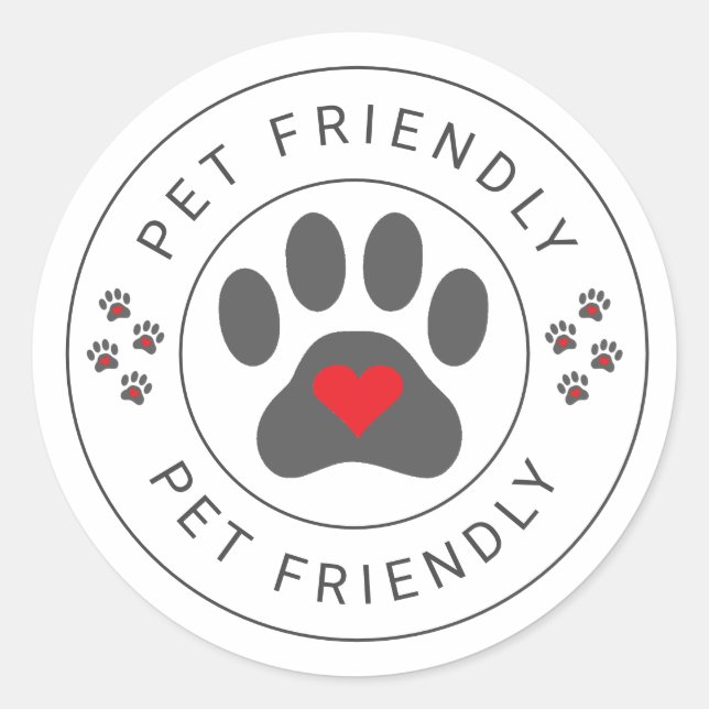Pet Friendly Label with heart paw (Front)