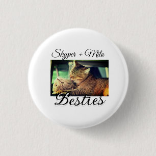 Pet friends besties add name pet photo animal love 1 inch round button