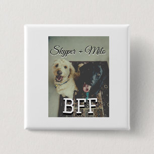 Pet friends besties add name pet photo animal love 2 inch square button