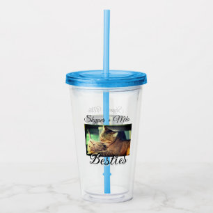 Pet friends besties add name pet photo animal love acrylic tumbler