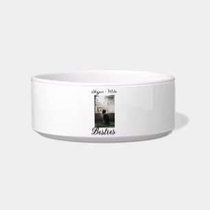 Pet friends besties add name pet photo animal love bowl