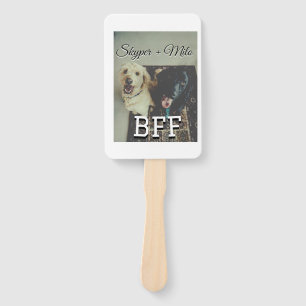 Pet friends besties add name pet photo animal love hand fan