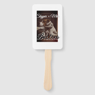 Pet friends besties add name pet photo animal love hand fan