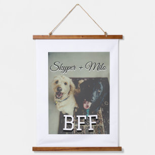 Pet friends besties add name pet photo animal love hanging tapestry