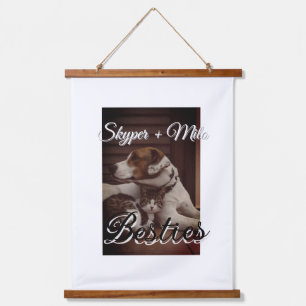 Pet friends besties add name pet photo animal love hanging tapestry