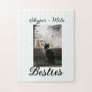Pet friends besties add name pet photo animal love jigsaw puzzle