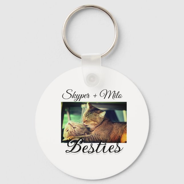 Pet friends besties add name pet photo animal love keychain (Front)