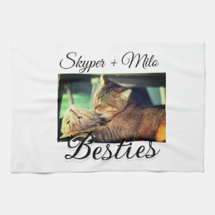 Pet friends besties add name pet photo animal love kitchen towel