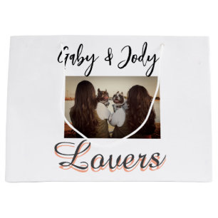 Pet friends besties add name pet photo animal love large gift bag