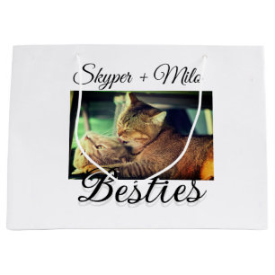 Pet friends besties add name pet photo animal love large gift bag