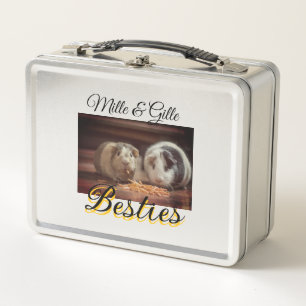 Pet friends besties add name pet photo animal love metal lunch box