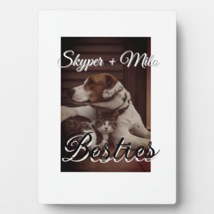 Pet friends besties add name pet photo animal love plaque