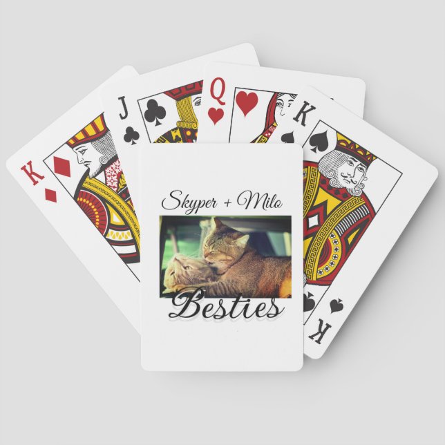 Pet friends besties add name pet photo animal love playing cards (Back)