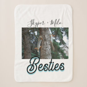 Pet friends besties add name pet photo animal love sherpa blanket