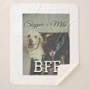 Pet friends besties add name pet photo animal love sherpa blanket