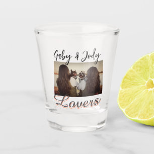 Pet friends besties add name pet photo animal love shot glass