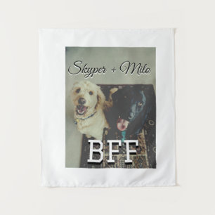 Pet friends besties add name pet photo animal love tapestry