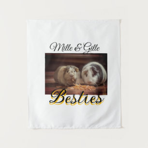 Pet friends besties add name pet photo animal love tapestry