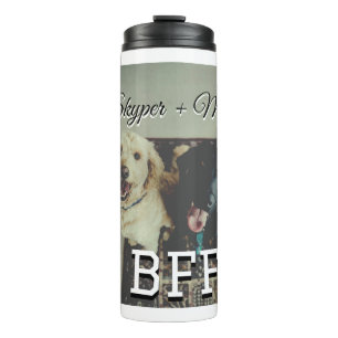 Pet friends besties add name pet photo animal love thermal tumbler
