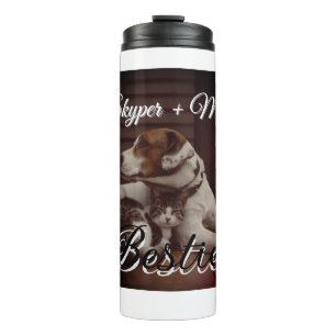 Pet friends besties add name pet photo animal love thermal tumbler