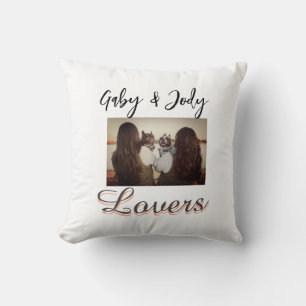 Pet friends besties add name pet photo animal love throw pillow