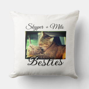 Pet friends besties add name pet photo animal love throw pillow