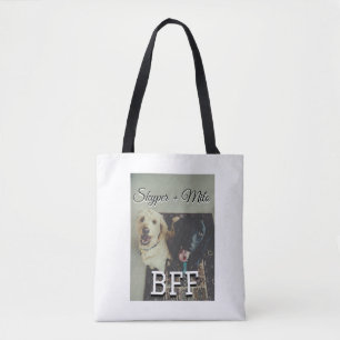Pet friends besties add name pet photo animal love tote bag