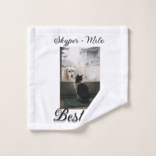 Pet friends besties add name pet photo animal love wash cloth