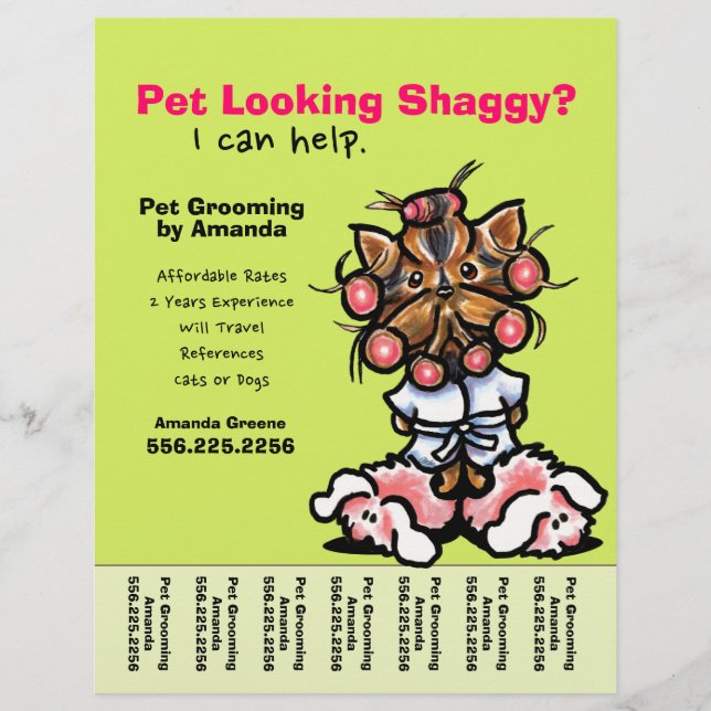 Pet Groomer Dog Grooming Personalized Tear Sheet (Front)