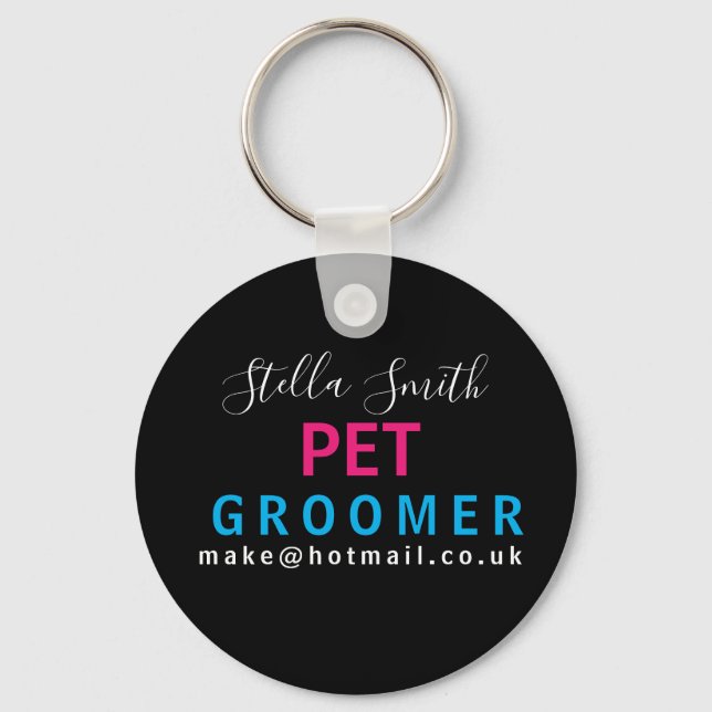 PET groomer, dog walker,  designer artist Keychain (Front)